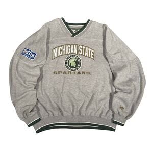 Vintage Michigan State Spartans Crewneck Sweatshirt Large Gray Big Ten Spell Out